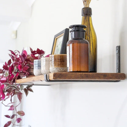 Thin Rustic Shelves with Brackets - 124 cm by 22 cm