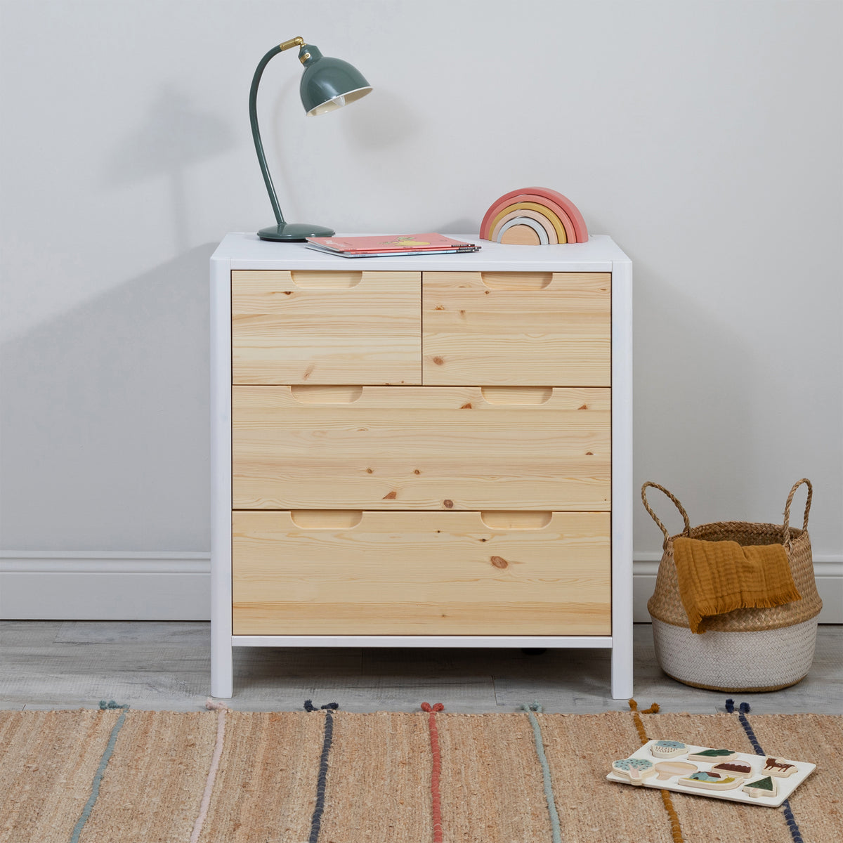 Transition Drawer Chest with add-on changing topper white