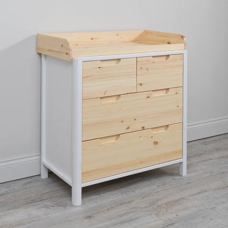 Transition Drawer Chest with add-on changing topper white