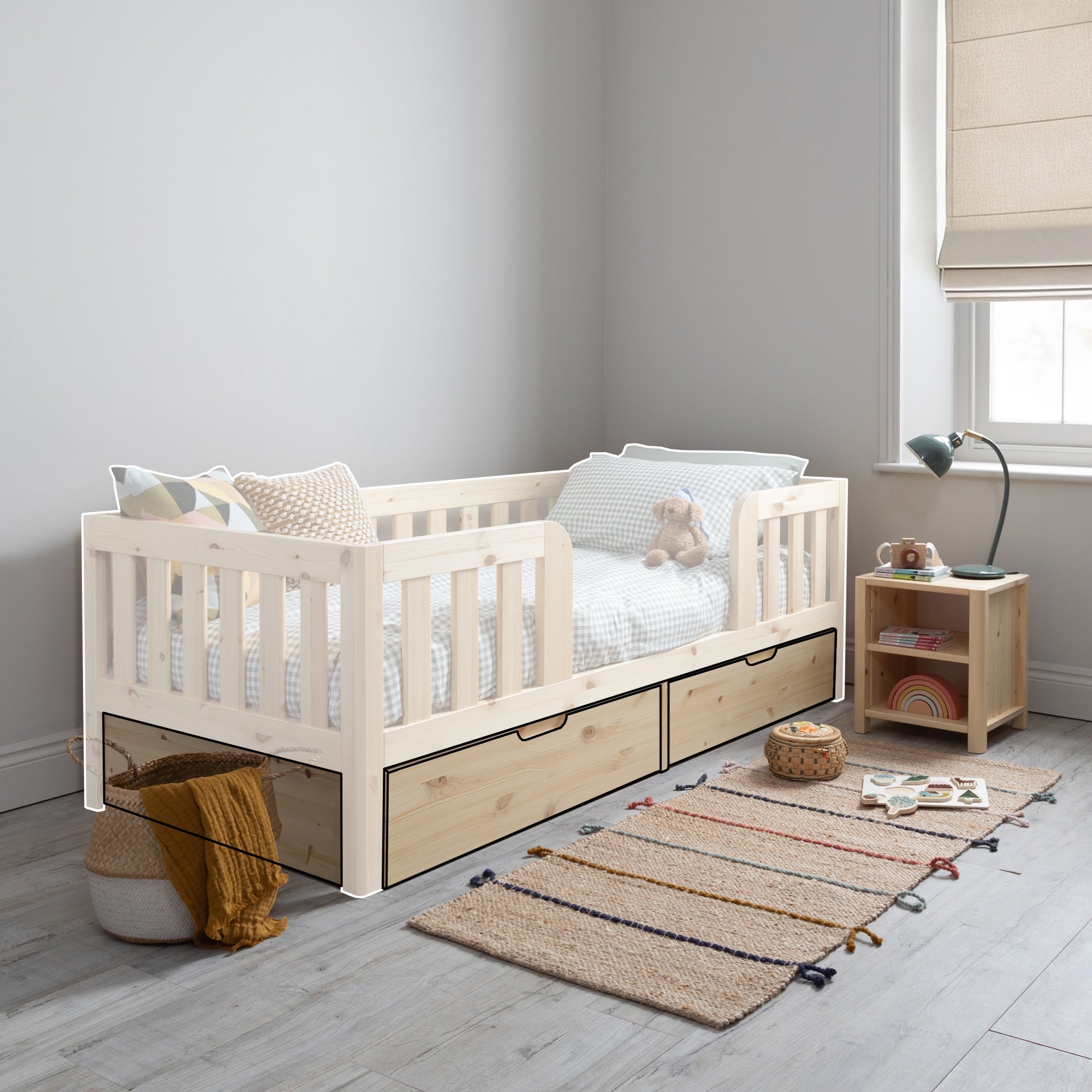 Transition uniquement les tiroirs sous le lit