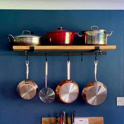 Rustic Scaffold Shelves with Utensil Rack - 75 cm by 15 cm