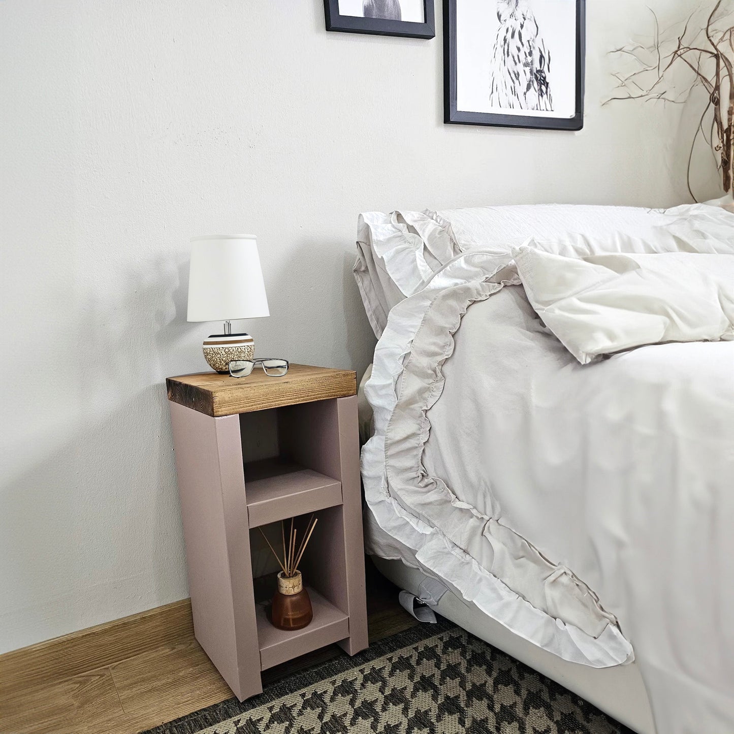 Wooden Bedside Table / Side Table - 35 cm by 22 cm by 55 cm