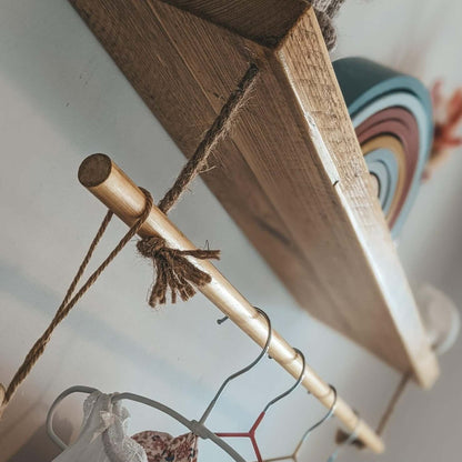 Étagère flottante pour chambre d'enfant avec tringle à vêtements - 180 cm x 29 cm