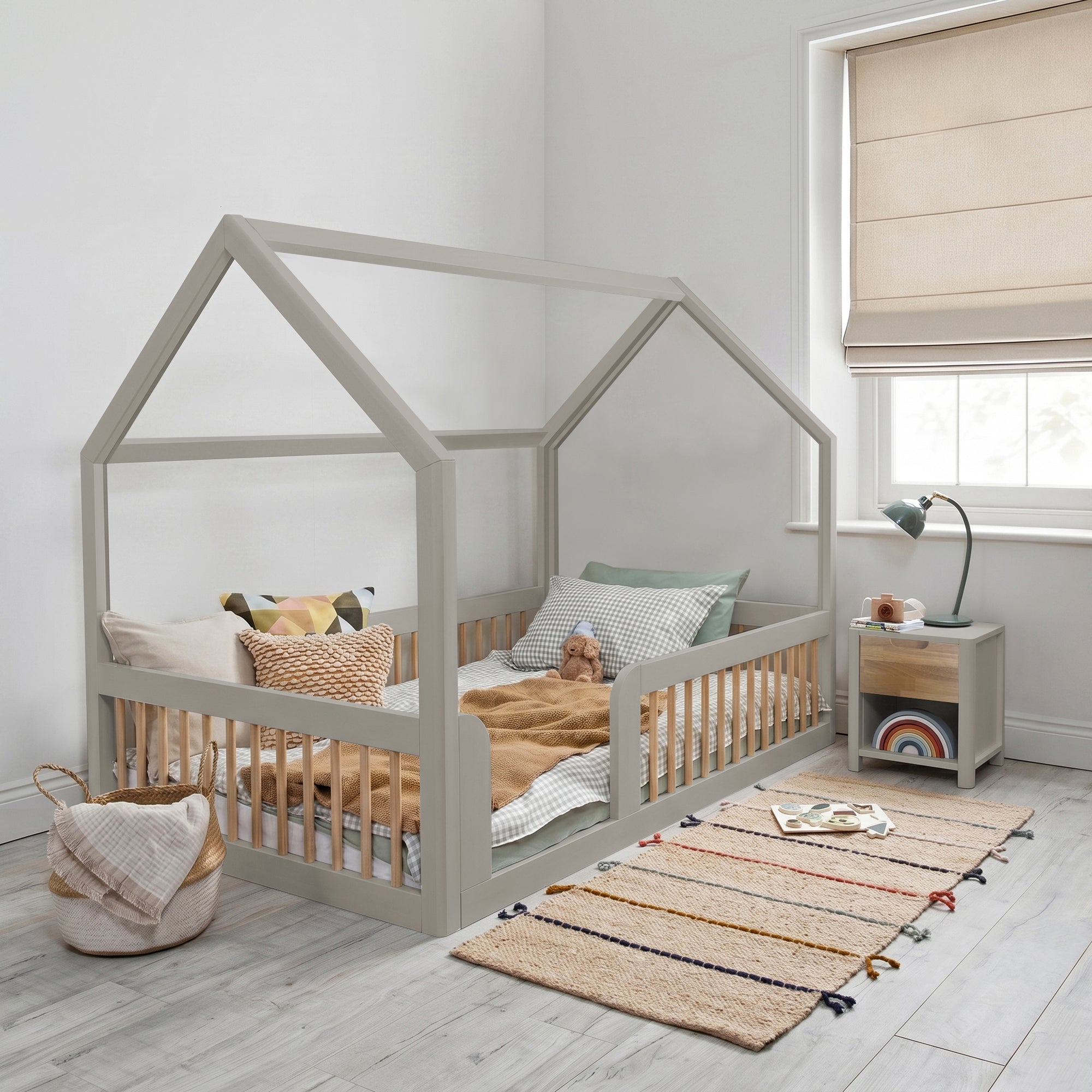 Roomix Transition Convertible House Bed Oak Spindle - Roomix Beds