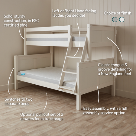 Hamptons Detachable Triple Sleeper Bunk Bed
