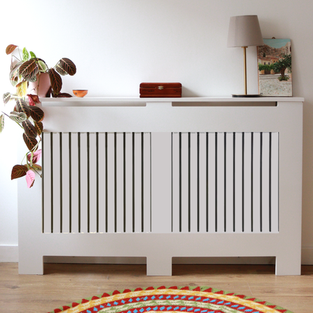 Custom Sized Radiator Cover: Narrow Vertical Slats - 200 cm by 20 cm by 85 cm