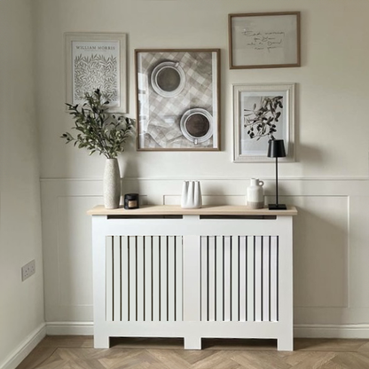 Cache-radiateur sur mesure : Lattes verticales à espacement étroit - 96,5 cm x 15 cm x 94 cm