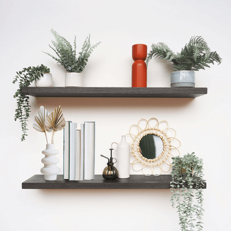 Schweberegale aus Massivholz, 65 cm x 14 cm