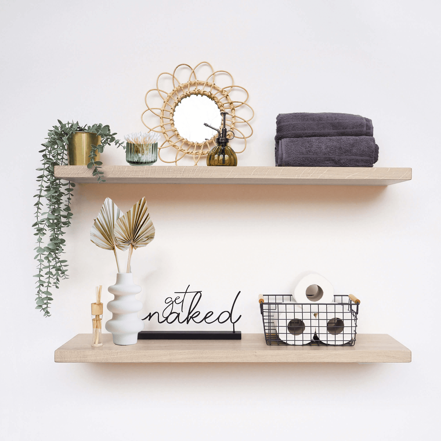 Solid Wood Floating Shelves 39 cm by 22 cm